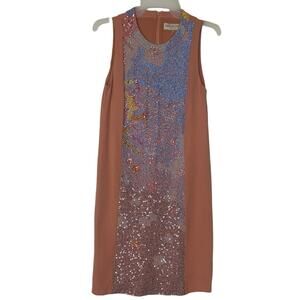 Emilio Pucci women's size 6 small Cady shift dress peach beaded sequin sleeveles